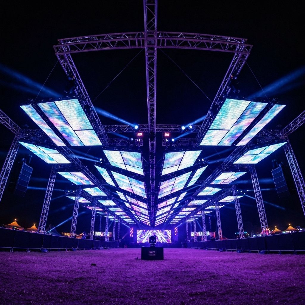 Outdoor festival lighting with LED panels