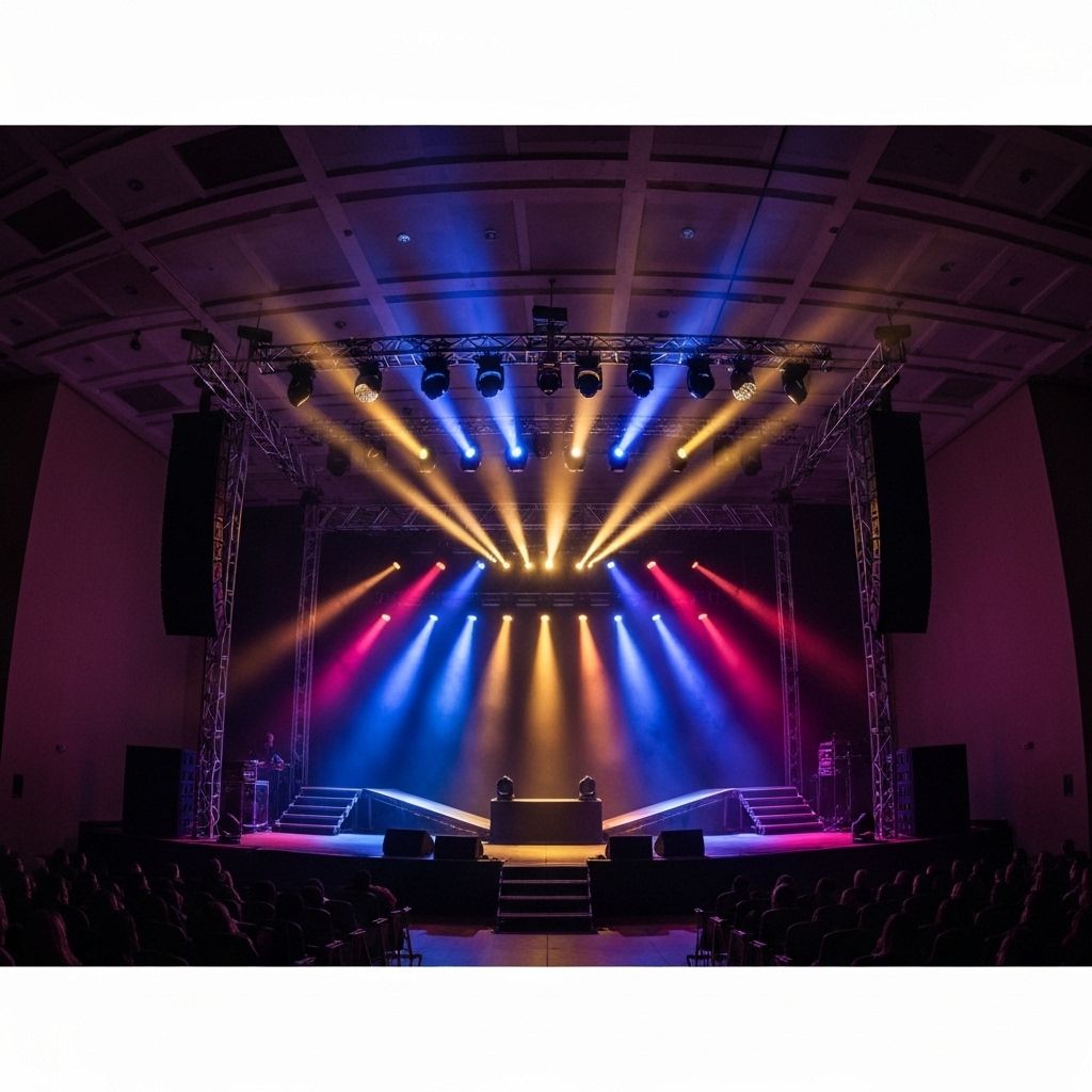Professional stage lighting with colorful LED effects